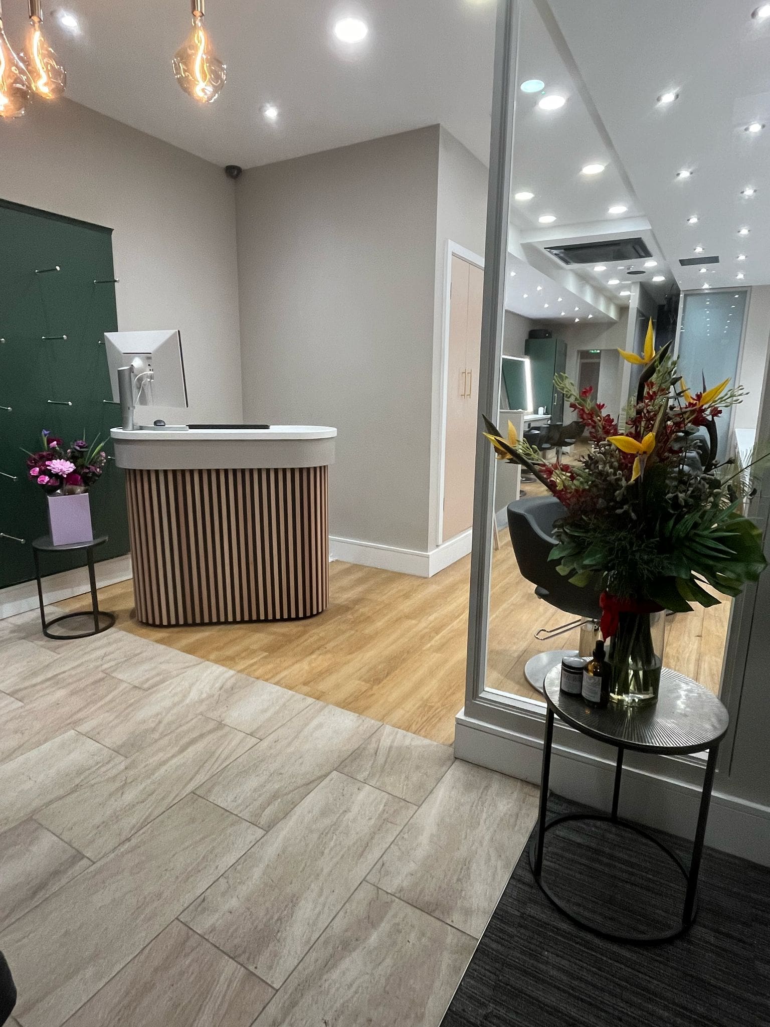 Custom made reception desk for hairdresser in Leeds