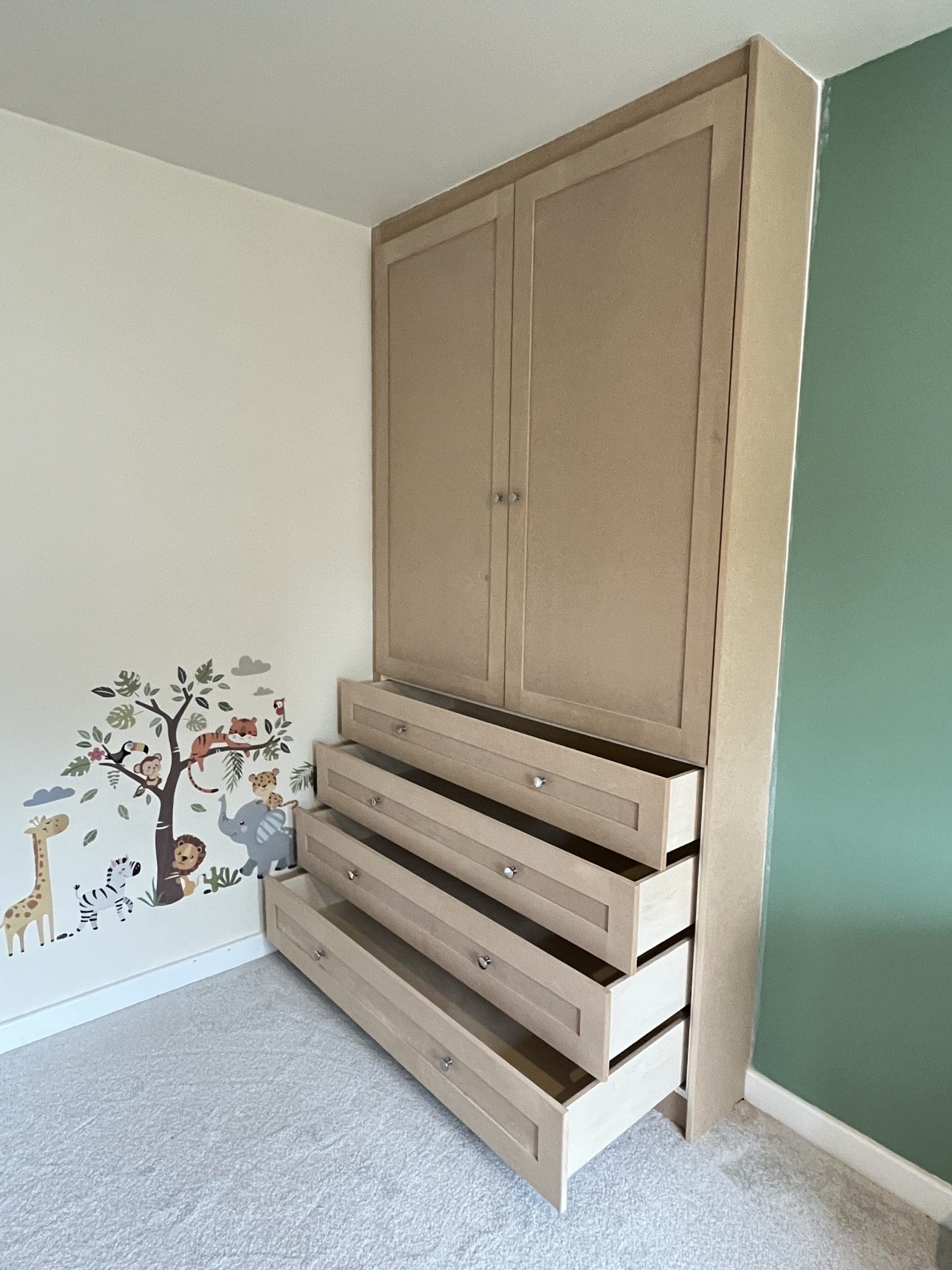 Unpainted Shaker fitted wardroobe and draws4