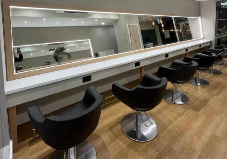 Hairdresser's shop fit out in Leeds with custom joinery